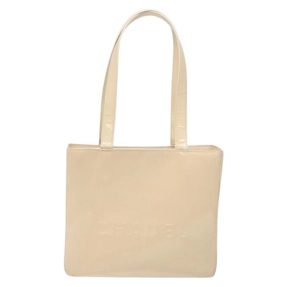 CHANEL Tote Bag Enamel Beige Gold CC Auth bs27673 - Picture 10 of 15